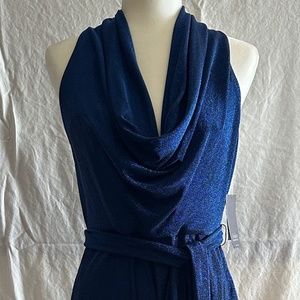 Aidan by Aidan Mattox Cowl Neck Metallic Knit Jumpsuit